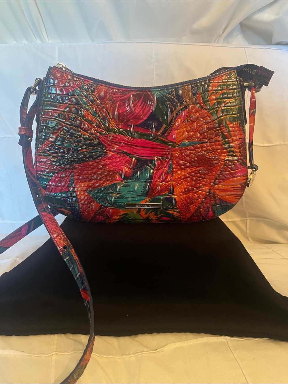 Brahmin Colorful Floral Textured Crossbody Bag - Multicolor